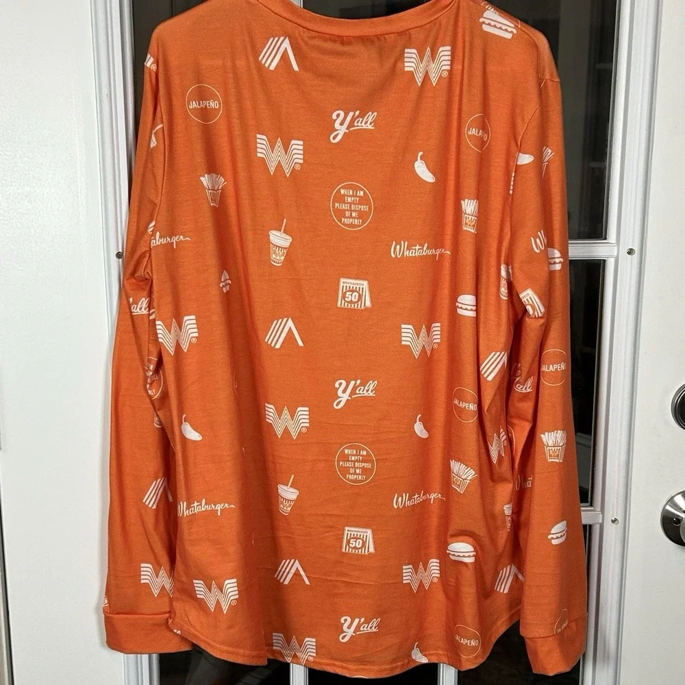 Whataburger All Over Print Pajama Lounge Top Size‎ Large Orange